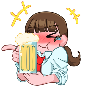 笑い上戸＿女性 人物,生活,バストアップ,女性,飲み会,お酒,ビールジョッキ,笑い上戸のイラスト素材