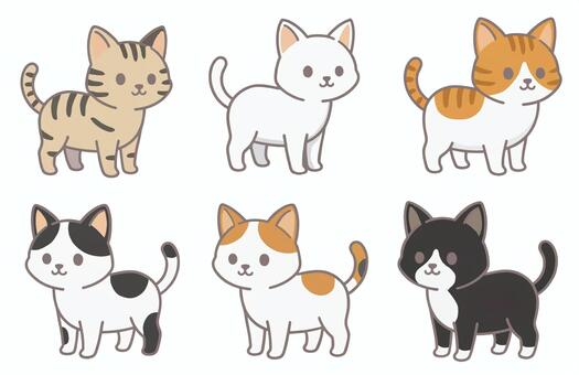 生き物素材36＿立ち姿のポーズの子猫 猫,生き物,ネコ,立つ,立ち姿,子猫,可愛い,イラスト,キャラクター,動物のイラスト素材