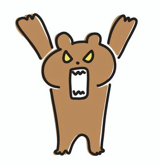 襲いかかる凶暴な熊　危険・出没・立つ くま,クマ,熊,手描き,線画,白背景,危険,かわいい,ゆるい,おしゃれのイラスト素材