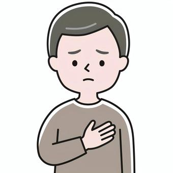 乳癌を疑う 上半身 胸-影 GHM 男性,男性乳がん,乳がん,乳がん検診,brca2,遺伝性乳がん,しこり,悪性,乳腺,ピンクリボンのイラスト素材