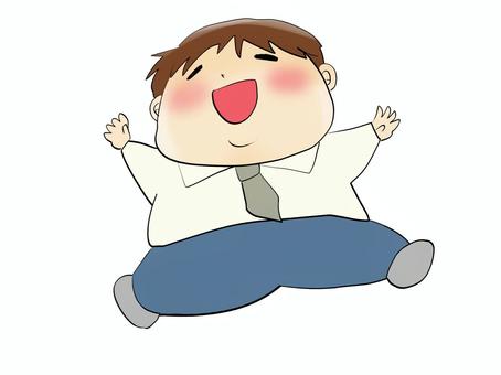 嬉しくて飛び跳ねる男性 喜ぶ,男性,嬉しい,笑う,飛ぶのイラスト素材