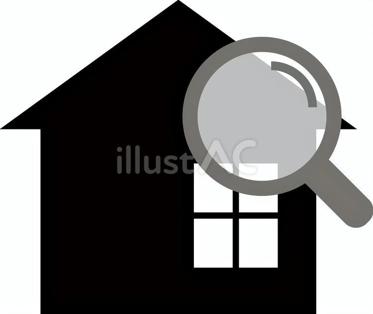 虫メガネアイコン　お家点検4 家,住宅,建物のイラスト素材