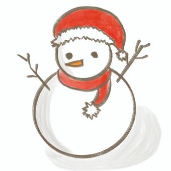 雪だるまサンタクロース 雪だるまサンタクロース 雪だるま,雪,毛糸,毛糸の帽子,マフラー,手袋,ゆきだるま,冬,12月,1月のイラスト素材