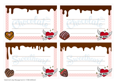 バレンタインメッセージカード-2 バレンタイン,バレンタインデー,メッセージカード,冬,2月,カード,チョコレート,チョコ,ハート,スイーツのイラスト素材