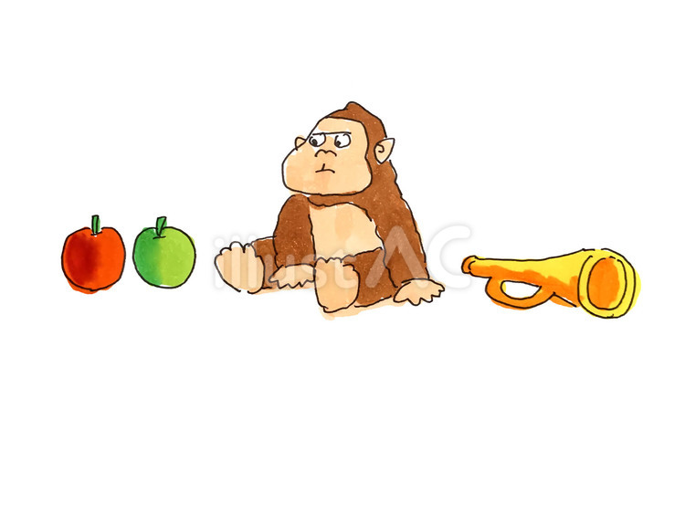 しりとり りんご,ゴリラ,ラッパのイラスト素材