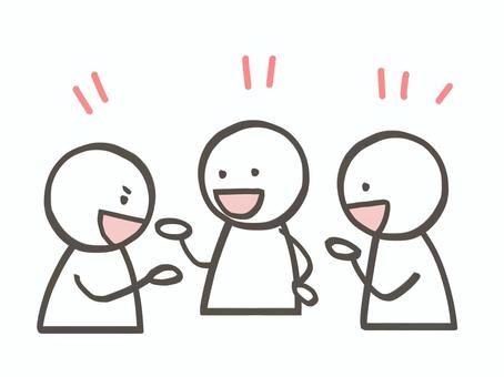 棒人間　アイディアを出し合う 棒人間,人,3人,話し合い,議論,討論,アイディア,考え,意見,擦り合わせのイラスト素材