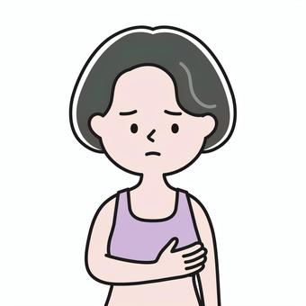乳房痛 上半身 下着_影 GBW 女性,ミセス,乳房,乳腺症,線維腺腫,しこり,乳がん,セルフチェック,ピンクリボン,乳腺のイラスト素材