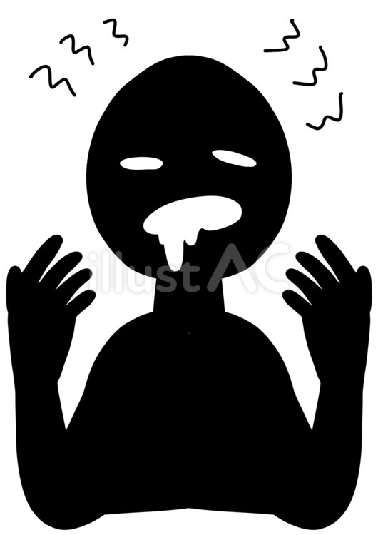 何かを求めて狂った人のシルエット 薬物中毒,病気,ヨダレのイラスト素材