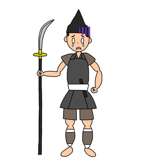 悲しむ鎌倉時代の雑兵 雑兵,侍,武士,鎧武者,兵士,戦士,日本,和風,歴史,日本史のイラスト素材