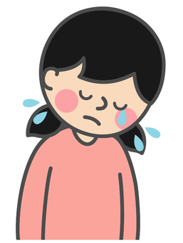 泣いている女の子 女の子,子供,少女,上半身,泣く,俯く,落ち込む,悲しむ,悲痛,心痛のイラスト素材