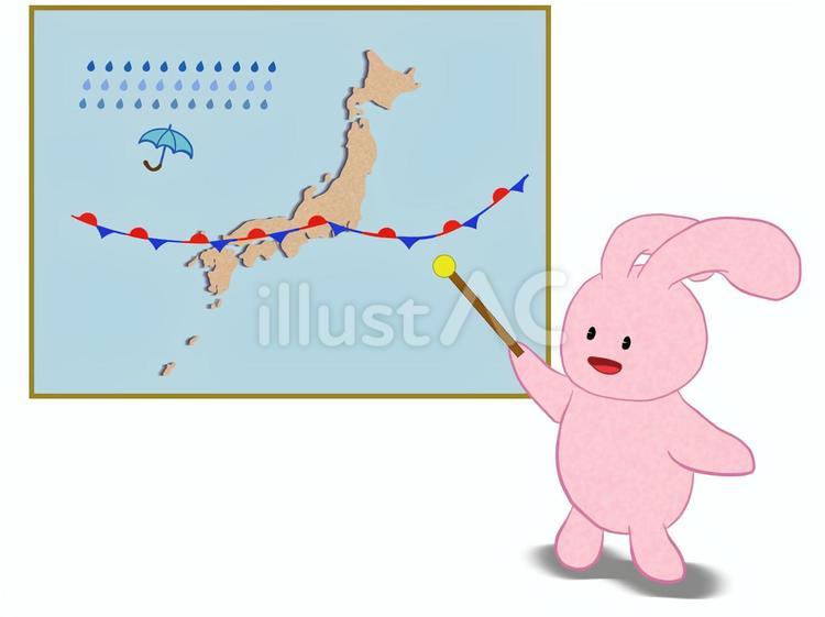 かわいい気象予報士 うさぎ,気象予報士,停滞前線のイラスト素材