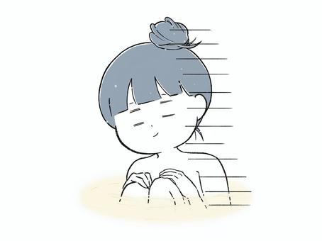 お風呂でひとり反省会な女 お風呂,入浴,人物,女性,疲労,反省,落ち込む,浸かる,疲れ,労わるのイラスト素材
