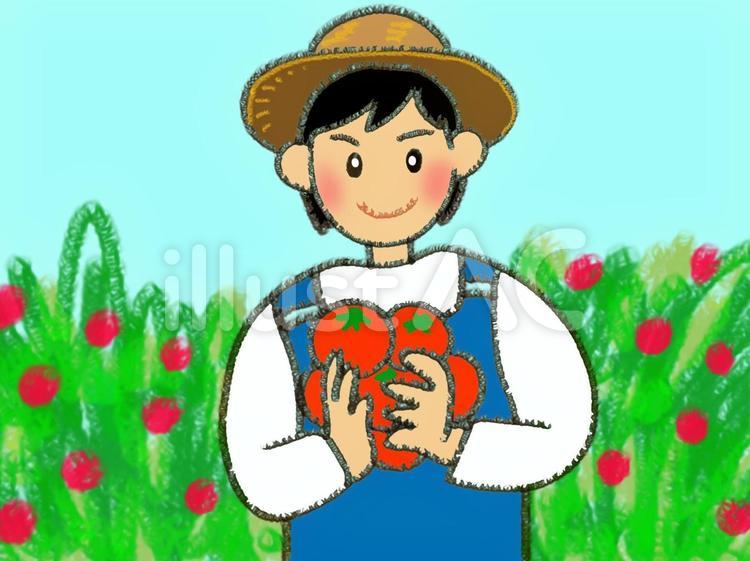 赤い実を持つ人 農家,農福連携,野菜のイラスト素材