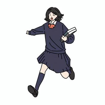 慌てて走る女子生徒 慌てて走る女子生徒 女性,学生,走る,全身,慌てる,焦る,急ぐ,制服,遅刻,生徒のイラスト素材