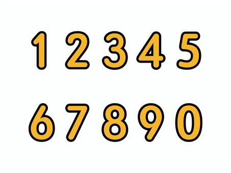 数字（黒縁）04-01 数字,ナンバー,番号,黄,縁,セット,アイコンのイラスト素材