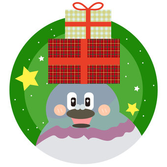 プレゼントと鳩 鳩,ハト,鳥,ペット,生き物,動物,野生,プレゼント,クリスマス,xmasのイラスト素材