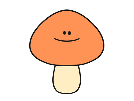 オレンジ色の笑顔のキノコのイラスト 食べ物,野菜,キノコ,山,軸,かわいい,笑顔のイラスト素材