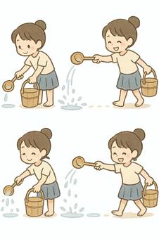 水を汲む女の子