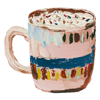 カフェ風ホットココア ホットチョコレート,ココア,ドリンク,カフェ,飲み物,マグカップ,厚塗り,手描き,油絵風,スイーツのイラスト素材