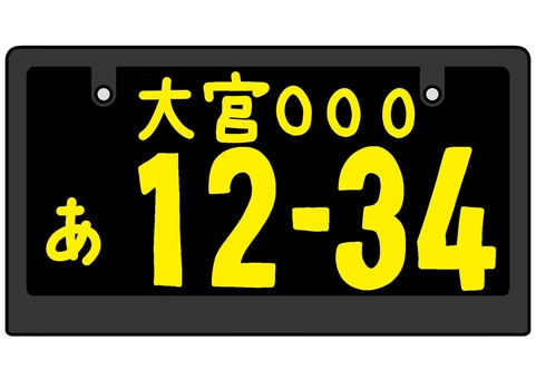軽貨物運送業ナンバープレート　大宮 ナンバープレート,軽貨物運送業,黄色,黒,大宮のイラスト素材