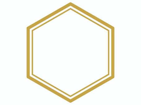 シンプルな六角形のフレーム34（金） フレーム,枠,ゴールド,金色,シンプル,六角形,額,アイコン,マーク,金のイラスト素材