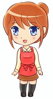 Illustration, two head, apron, girl, JPG and PNG