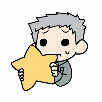 星を持つ困ったおじいさん おじいさん,星,持つ,困る,困惑,焦る,不安,汗,お気に入り,クッションのイラスト素材