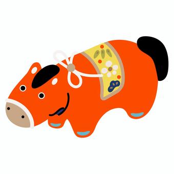 シンプルな干支の置物のイラスト午 午年,置物,張り子,お正月,1月,正月飾り,首振り,馬,年賀状素材,新春のイラスト素材