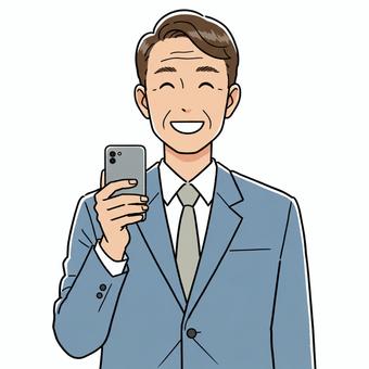 Holding a mobile phone, male, suit, sky blue, JPG and PNG