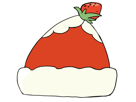 ぼうし いちごショート風 帽子,いちご,主線あり,イラスト素材,広告,チラシ,cm,白背景,背景透過,ゆるかわのイラスト素材