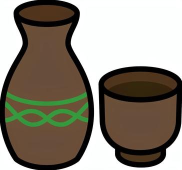 茶色のとっくりです。 とっくり,シンプル,日本酒,徳利,酒器,日本,陶器,燗酒,和風,食器のイラスト素材