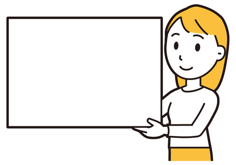 白紙の大きなボードを持っている若い女性 ボード,女性,女の子,人,ロングヘア,若い,見せる,持つ,指し示す,注目のイラスト素材