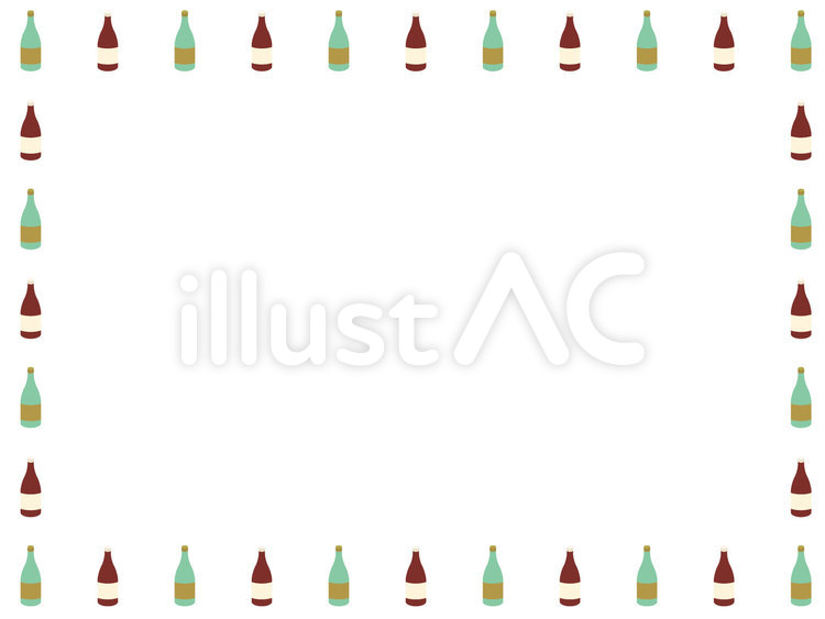 日本酒フレーム(交互) 日本酒,一升瓶,大びんのイラスト素材