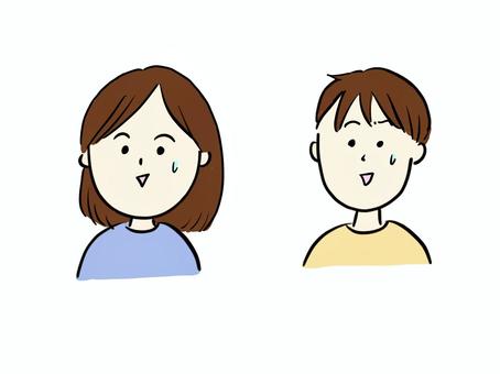 困った人の顔 困った人の顔 困る,嫌,汗,学生,失敗,女性,男性のイラスト素材