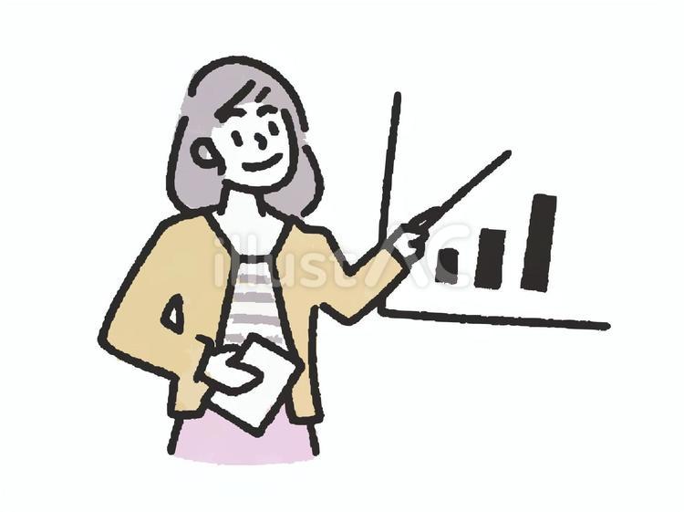 支持棒で説明をする女性 女性,笑顔,人物のイラスト素材