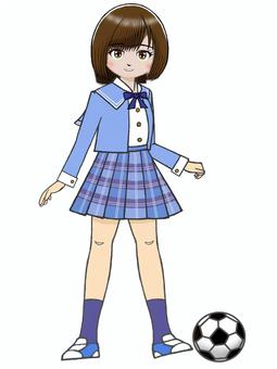 サッカーやろ！可愛くて清楚な制服姿のJK 女子高生,jk,十代,女性,女子,高校生,学生,制服,プリーツ,スカートのイラスト素材