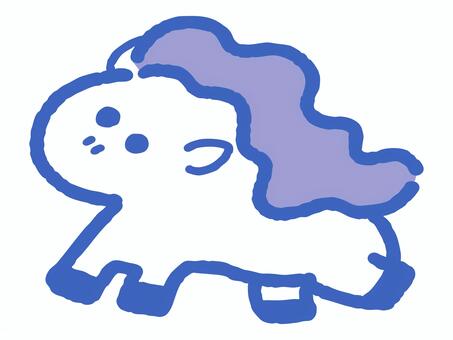 青いたてがみが特徴の馬 動物,キャラクター,青髪,ゆるい,ポップ,馬,ポニー,たてがみ,かわいい,動物キャラのイラスト素材