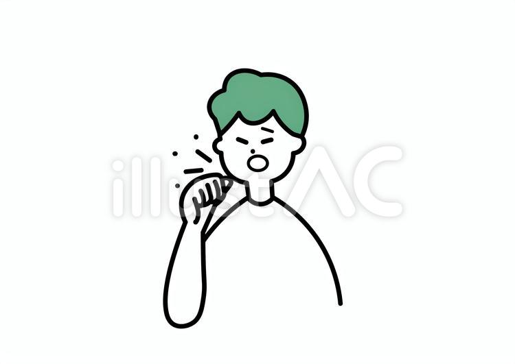 咳　男性　緑 男性,咳,不調のイラスト素材