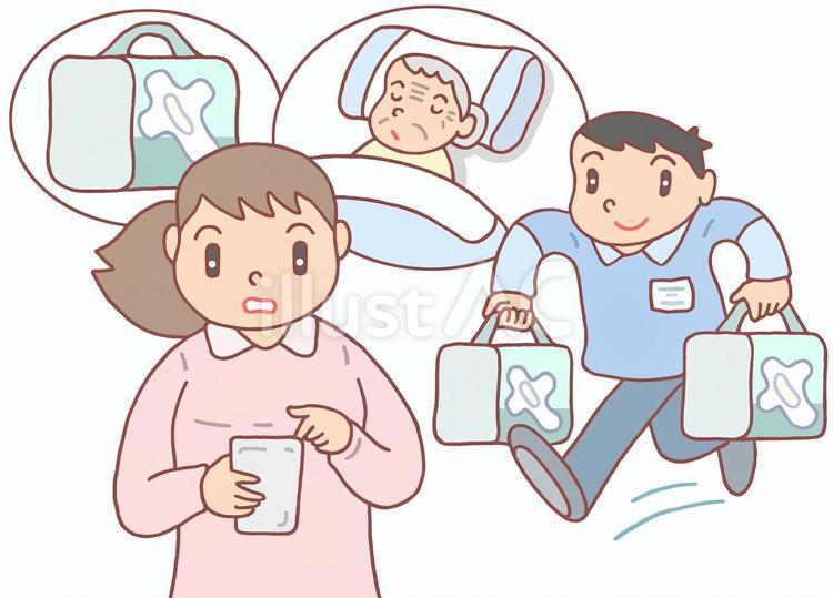 介護用品の配達サービス 在宅介護,介護用品,おむつのイラスト素材