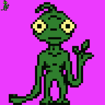 腕の長い宇宙人のドット絵 ドット絵,レトロ,ゲーム,ピクセルアート,宇宙人のイラスト素材