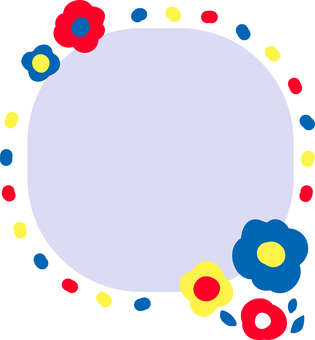 北欧風お花フレーム(赤黄青／水色) 花,フレーム,枠,可愛い,かわいい,飾り枠,お花,北欧,北欧風,シンプルのイラスト素材