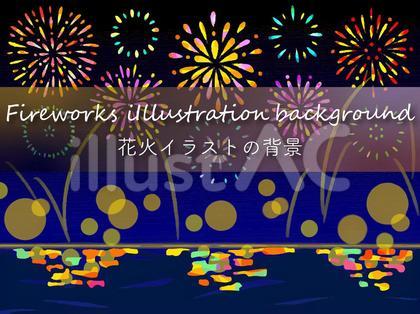 花火の背景 花火と海のイラスト
