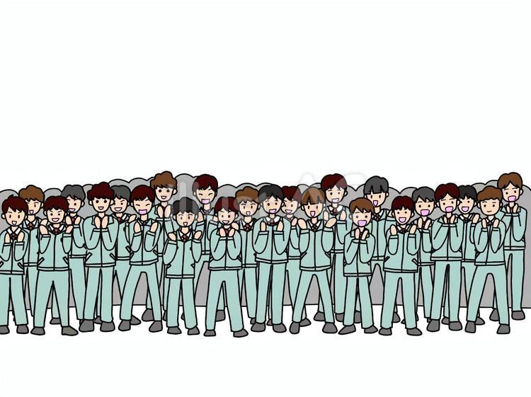 拍手をしている作業員たち 人ごみ,混雑,蜜のイラスト素材