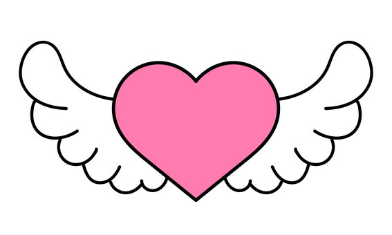 羽のあるハート枠ありバージョン ハート,ピンク,気持ち,愛,愛情,想い,ラブ,恋愛,バレンタイン,優しさのイラスト素材