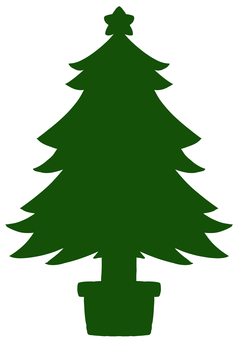 クリスマスツリーのシルエット（緑） クリスマス,クリスマスツリー,モミの木,シルエット,星,スター,12月,師走,冬,アイコンのイラスト素材