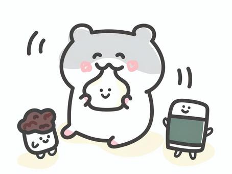 お餅を食べるハムスター お餅,食べる,ハムスター,磯部もち,あんこもち,あんこ,食事,お正月,年賀状,年末年始のイラスト素材