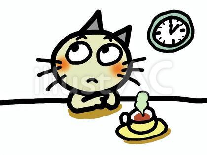 まだかなあ~カフェで待ち合わせるネコ