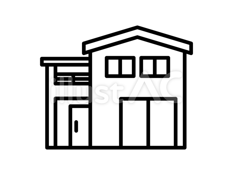 一軒家01【線画】 一軒家,家,戸建のイラスト素材