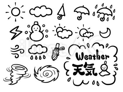 天気素材セット(線画)