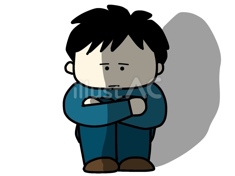 膝を抱える男性 男性,男,大人のイラスト素材